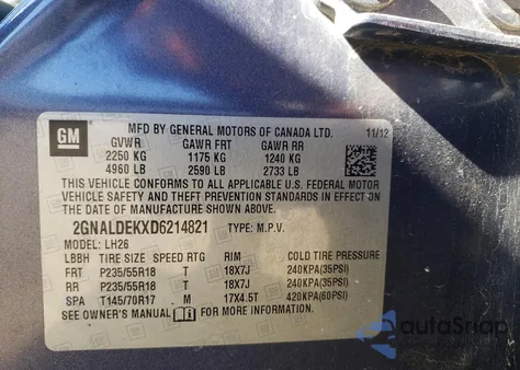 2013 Chevrolet Equinox Lt from USA, damaged, VIN 2GNALDEKXD6214821